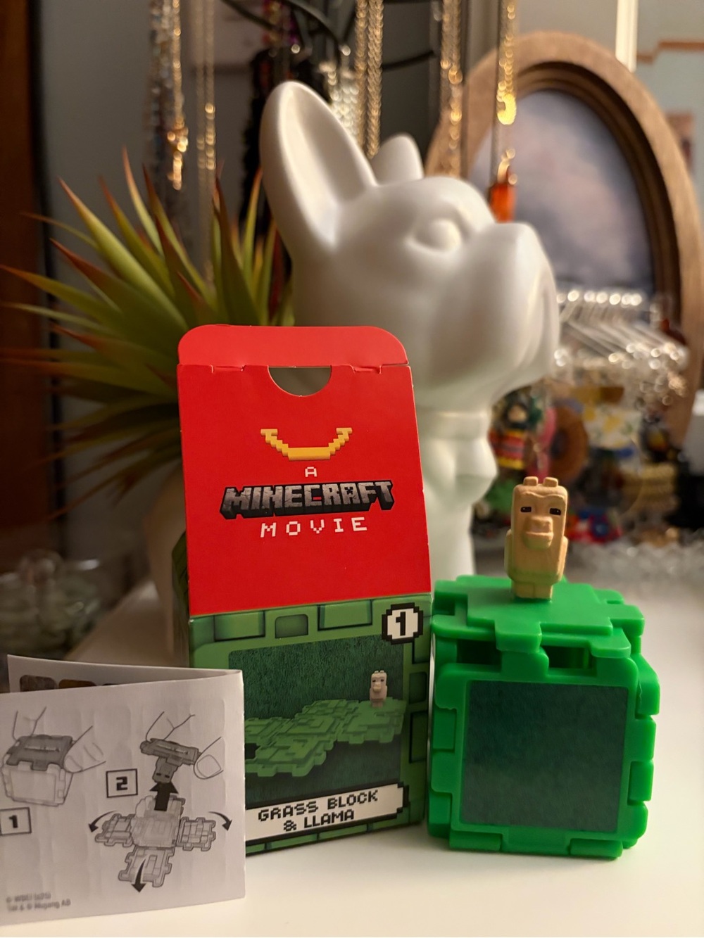 McDonald’s x Minecraft Movie Grass Block & Llama Happy Meal Toy Figure 1